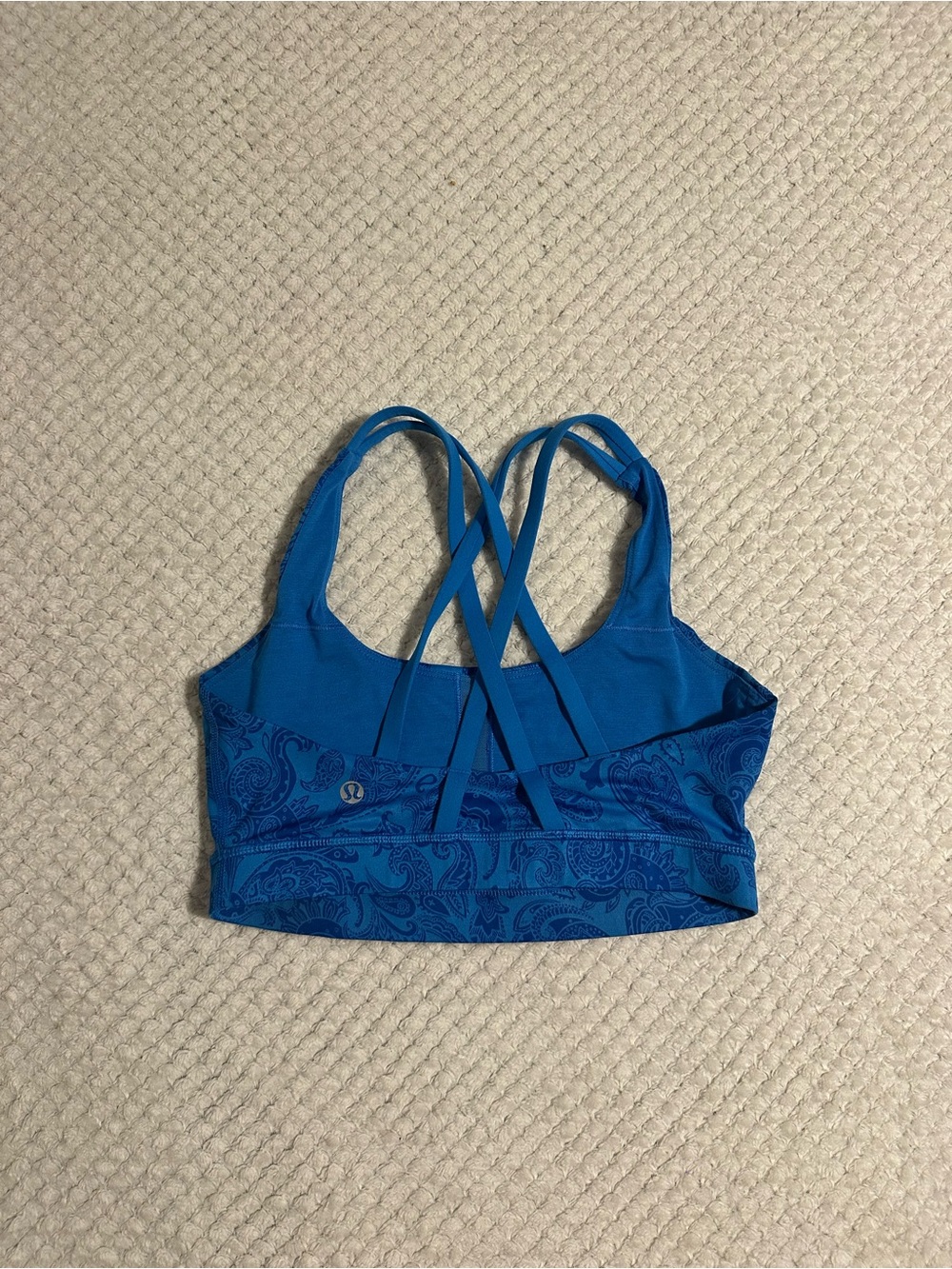 lululemon athletica Bright Blue Paisley Strappy Sports Bra